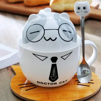 Desene animate Cana Ceramica Cuplu Ceașcă de Cafea cu Lapte Cana de uz Casnic Bărbați și Femei Cana cu Capac Lingura de Creație Simplă Ceașcă Unicorn Cupa