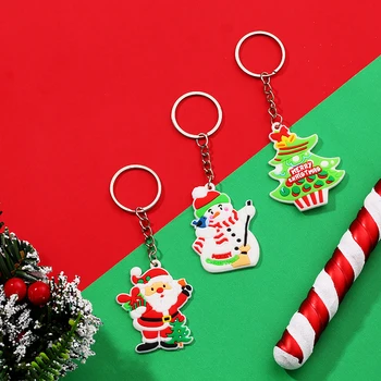 Desene animate PVC moale de cauciuc Moș Crăciun elan ciorap de Crăciun breloc pachetului cheie de bijuterii pandantiv decorativ cadouri de Craciun