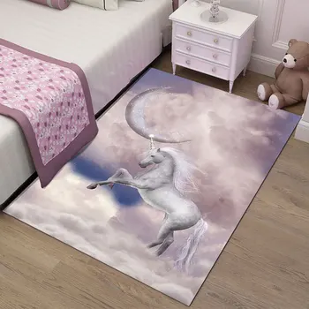 Desene animate Unicornul de imprimare 3D Copilul Covoare Pentru Camera de zi Dormitor Zonă de Covoare Camera Copii joc crawl Covorase Acasă personalizate alfombra