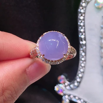 Design inspirat de argint încrustat gheață naturală calcedonie ovala violet de deschidere inel reglabil farmec elegant doamnelor bijuterii