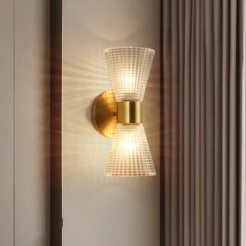Deyidn Cupru Lampă de Perete în Stil European Perete de Sticlă Lumină Pentru Camera de zi Fundal Noptiera Culoar Simplu Creator de Iluminat cu LED