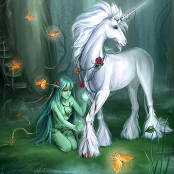 Diamant Mozaic Desene animate cu cruciulițe Acupunctura Diamant Broderie Pictura Fată de Desene animate cu Cai Model Zana si Unicorn