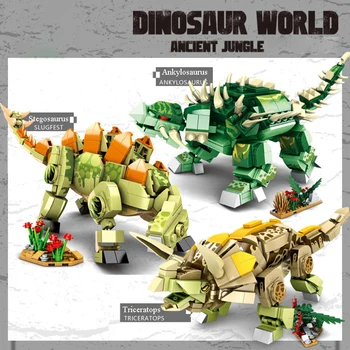 Dinozaur bloc jucărie Jurassic Park Stegosaurus, Triceratops bloc de asamblare modelul stabilit băiat jucărie pentru copii cadouri