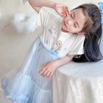 Disney Frozen Ochiurilor Rochie Aisha Parte din Două piese de Bumbac cu Maneci Scurte Fata de Copil Zână Printesa Rochie de Vara de Îmbrăcăminte pentru Copii