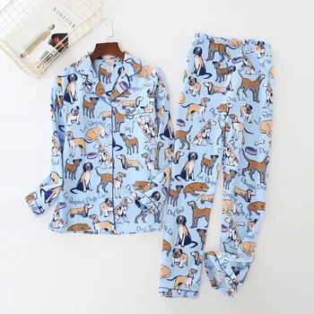 Doamnelor Desene animate 2 BUC Pijamale Toamna Iarna 100% Bumbac Maneca Lunga, Pantaloni Lungi Costum de Pijama Set de Agrement Ține de Cald Pijamale