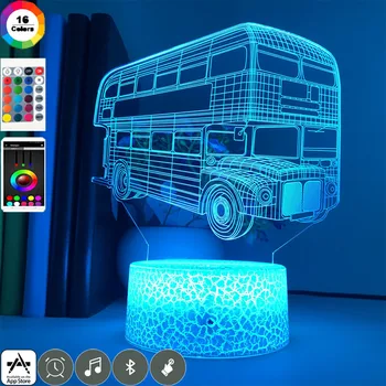 Dormitor copii Lumina Double Decker Bus Vehicul CONDUS Lumina de Noapte pentru Copii USB 3D Lampa de Birou Lumina pentru Acasă Băieți Autoturisme Cadouri Jucarii