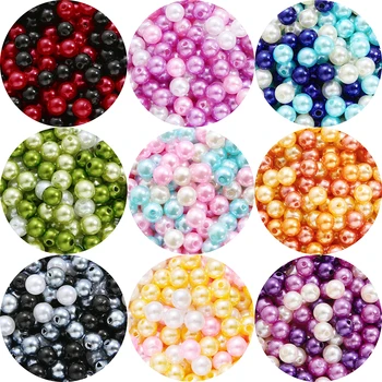 Drept Gaura de 8mm 100buc 3-Culori Mix Perle Acrilice Rotunde Imitație Pearl Margele Vrac DIY Pentru a Face Bijuterii Accesorii