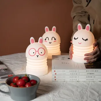 Drăguț iepure sărituri cu led-uri colorate silicon lumina de noapte camera de zi dormitor copii cu dormit alimentare lumină lumina