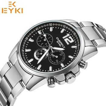 EYKI de Lux Bărbați Cuarț Ceas Sport de Trei Mici Dial Design Impermeabil Ceas de mână din Oțel Inoxidabil Curea Ceas Masculin reloj hombre