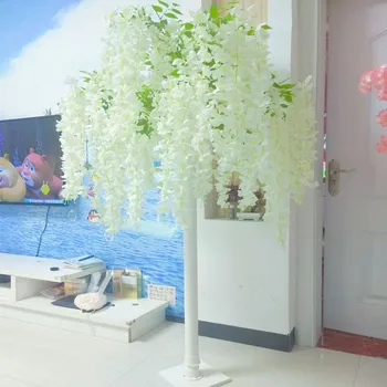 Elegant Alb De Mătase Artificială De Flori De Arbore De Simulare Wisteria Douhua Copaci Care Doresc Copaci Pentru Nunta Etapă Culoar Runner Decor
