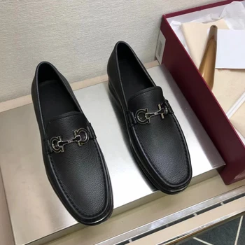 Elegant Barbati Business Casual Confortabili Pantofii Slip-on Black Texturate Piele Mocasini Stil de Moda Designer de Încălțăminte de sex Masculin