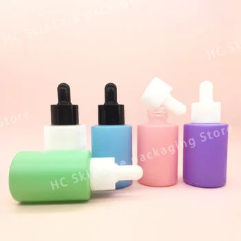 En-gros de Sticlă Goale Colorate Flacoane de Ser în Vrac Umăr Plat Ulei Esențial Recipient din Plastic cu Picurator Capac pentru Parfum