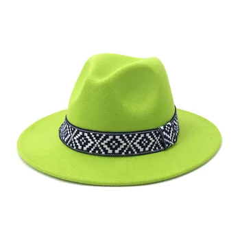 En-gros de Înaltă Calitate Largă Refuz Biserica Simplu Pălărie Panama Solid Simțit Fedoras Hat pentru Barbati Femei Jazz Capac