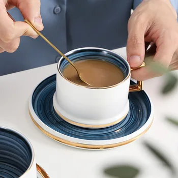 European stil simplu de mână-pictat ceramica cana de cafea creative set cana ceramica de uz casnic de flori ceașcă de ceai cadou cutie de personalizare