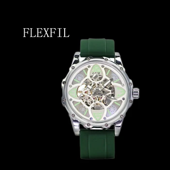 FLEXFIL automat mechanical ceas Moda barbati Hardlex gol impermeabil puternic luminos spate transparent Ceas de mână