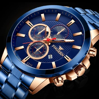 FNGEEN Albastru Cuarț Ceasuri Barbati Casual rezistent la apa Militare de Sport Ceas de mână Moda Calendar Omul Ceas Relogio Masculino