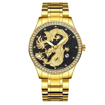 FNGEEN Mens de Lux de Aur Ceas de mână rezistent la apă Automată Ceasuri Mecanice Dragon Diamant Ceas Mai bun Cadou