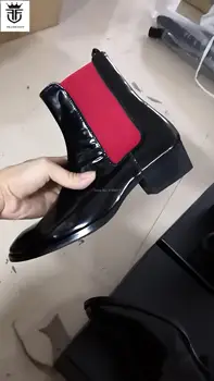 FR.LANCELOT 2020 noi barbati cizme din piele de brevet de moda desigh bărbați cizme de alunecare mujer bota a subliniat toe chelsea papuceii