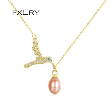 FXLRY Elegant Pasăre Minunat Naturale Coliere de Perle pentru Femei cu Micro Strălucitoare CZ de Mireasa Bijuterii de Nunta