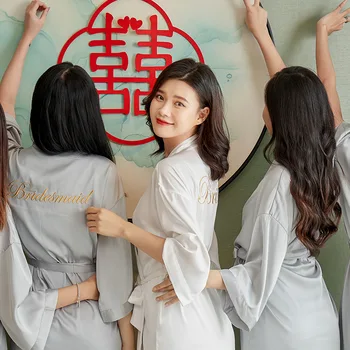 Femei Casual Kimono-Halat Jumătate Maneca Îmbrăcăminte Acasă 2022 Noi Broderie Mireasa Nunta Halat De Lenjerie Intima De Vara Noi Cămașă De Noapte