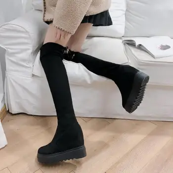 Femei Cizme De Pompe De Pantofi Pentru Femei De Iarnă Stretch Slim Coapsei Cizme Înalte Genunchi Cizme Peste Genunchi Picior Subțire Elastic Cizme