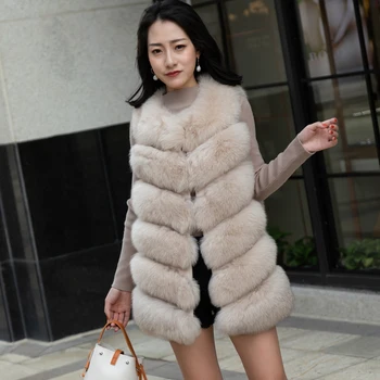 Femei Haine de Iarna Cald Real Vulpe Vesta de Blana Haine coreeană de Epocă Elegant Veste Toamna Haina Manteau Femme Hiver ZL603