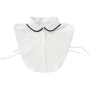 Femei Iarna Margina Neagra Rotunda Rever Guler Fals Gât Pătrat Pulover Jumătate-Shirt 649C