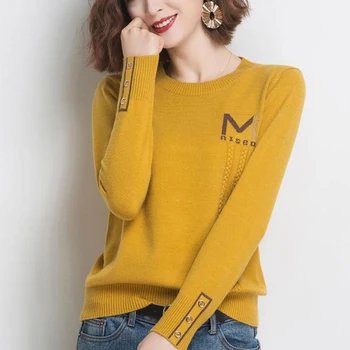 Femei Pulover 2022 Nou Toamna Și Iarna Moda Cașmir Butonul Scrisoare De Sex Feminin Pulover Tricotate Nobilă Stil Coreean A70