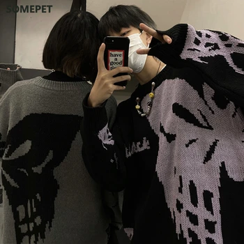 Femei Pulover supradimensionat Iarna Harajuku Fluture Tricotat coreean 90 Y2K pulovere pentru Femei Pulover Vrac Grunge haine