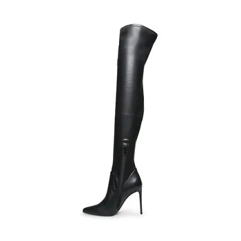Femei Sexy Negru Cizme Lungi Femei Peste Genunchi Cizme din Piele de Înaltă Calitate, Pantofi de Moda Coapsei Cizme Femei Plus Dimensiune 43