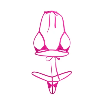 Femei Sexy Sutien si Chilotei Lenjerie Scurtă Seturi Bowknot Bikini Vezi-prin Arc Open Cup Bra Top Deschis Picioare G-string Sleepwear