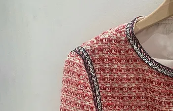 Femei-Tweed Sacou Carouri 2022 Primăvară Nouă Culoare de Contrast O-Gat Maneci Lungi din Dantela-Up Talie de sex Feminin Retro Haina Single-Breasted