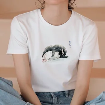 Femei Vara T-shirt ' 90 Alb Retro Grafică de Desene animate Pinguini Print T-shirt de Moda de Top de sex Feminin O-Gat Maneci Scurte T-Shirt