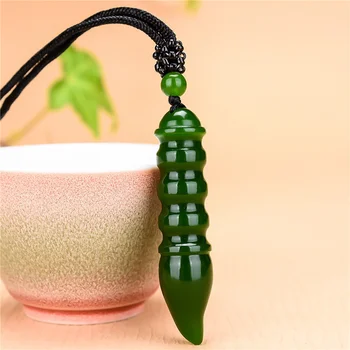 Fierbinte de Vânzare de Mână sculpta Jad Spanac Verde Perie Wenchang Pen Colier Pandantiv Moda Bijuterii Barbati Femei, Cum ar fi Cadouri