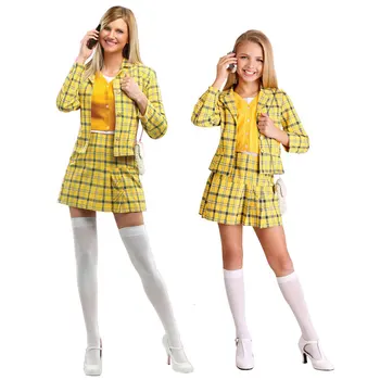Filmul Clueless Cher Horowitz Costum Rochie Uniformă Școlară Colegiul Sacou Fusta Tricotate Pulover Halloween Cosplay Costum pentru Femei