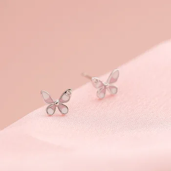 Fluture roz Cercei Stud Zircon Pentru Femei coreea Moda Simplu Epocă de Proiectare Fata de Student Doamna Petrecere Bijuterii Cadou BOYULIGE