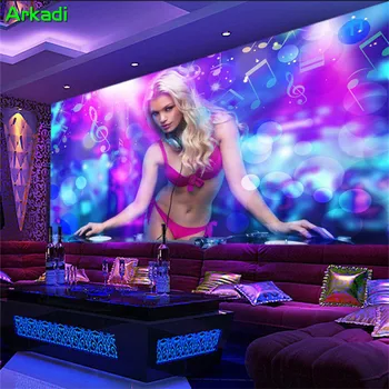 Foto personalizat Tapet DJ Frumusete Bar, KTV Hotel, Club de Noapte Dormitor Fundal 3D Sexy Tema Frumusete Bar Tapet de Fundal