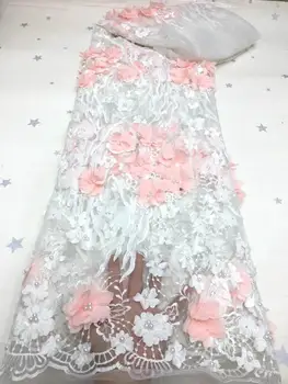 Frumos 3D broderie fire moale, tesatura Nigerian tesatura dantela pentru femei de seara, rochie de petrecere rochie de mireasa tesatura