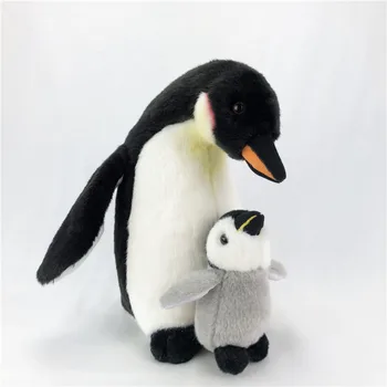 [Funny] Zoo 28cm Simulare Realiste Mama Pinguin și puiul de Pinguin Jucarie de Plus Moale Animale Împăiate papusa Cadouri de Ziua de nastere pentru copii