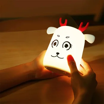 Gel de siliciu Cerb Drăguț LED Lumini de Noapte Wireless Senzor Tactil Silicon Copii Baby Noptiera Decor pentru Copii Cadouri de Ziua Jucărie Lampa