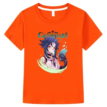 Genshin Impact Tricou Copii Unisex Desene Animate Grafic Tricouri Copii Din Bumbac 100% Topuri Băieți Fete Kawaii Teuri Anime Grafic T Shirt
