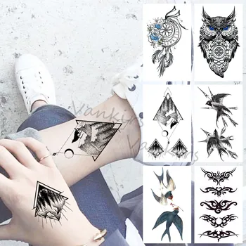 Geometrice Pădure De Munte Tatuaje Temporare Pentru Femei Barbati Owl Colibri Vis Catcher Autocolant Tatuaj Fals Mâini Picioare Tatuaje