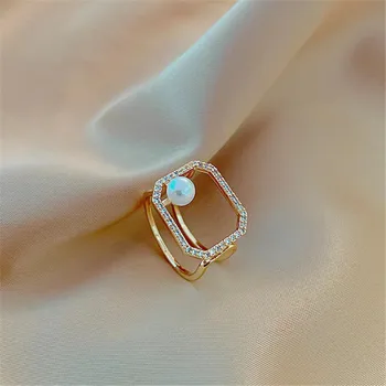 Geometrice inel simplu, dar nu pierde sentimentul de design, 6-6.5 mm, perle de apă dulce A5 zirconia inlay meșteșug rafinat