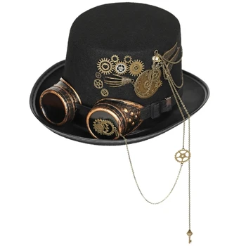 Gotic Halloween Gay Jazz Pălărie Cu Ochelari Steampunk Bowler Top Hat Pentru Barbati