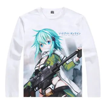 Gun Gale Online GGO T-Shirt Ketsumei Kishidan Tricou Cool mâneci Lungi t-shirt anime și manga minunat top Imprimat Tricouri o