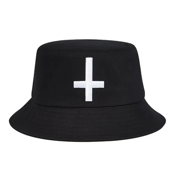 Găleată Pălărie Bărbați Soarele de Vară Plaja Protectie UV Femei Negru Model Cruce Respirabil Hiphop Capac Accesoriu de Vacanță