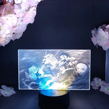 HD Anime Lampa de Noutate a CONDUS de Două Ton de Iluminat Manga Art Decor Drăguț Decor Camera Cadou pentru Prieteni Otaku 3D Demon Slayer Corps