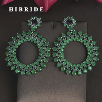 HIBRIDE Brand Mare Tăiat Rotund Cubic Verde Zirocnia Declarație Cercei Legăna Cercei Boucle d'oreille Prețul en-Gros de E-675