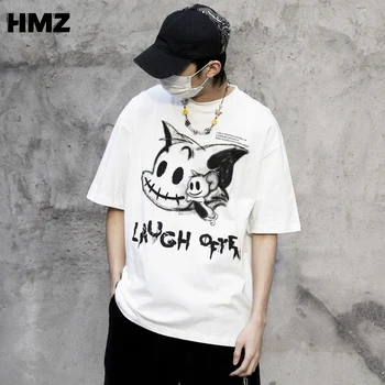 HMZ Tricou Hip Hop Bărbați 2021 Întuneric Streetwear Tricou Gotic Imprimare Harajuku Maneca Scurta de Vara Tricou Bumbac Topuri Supradimensionate Tees