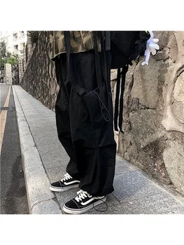 HOUZHOU Harajuku Supradimensionat Negru Pantaloni Femei Punk, Hip-Hop Streetwear Jogging pantaloni de Trening Largi Largi Picior Pantaloni sex Feminin